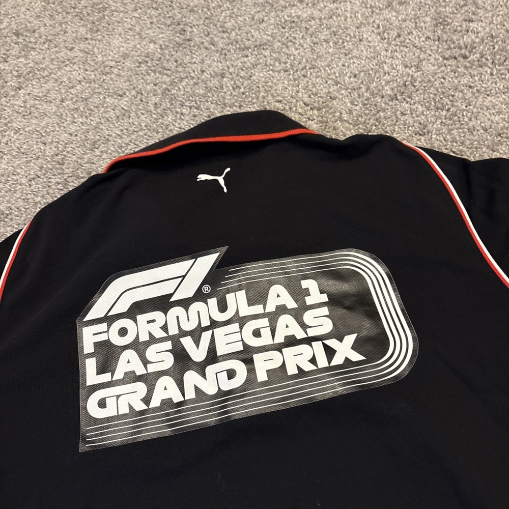 Puma F1 Formula 1 Las Vegas Grand Prix Staff Polo Shirt Mens Medium Black Red - Picture 8 of 8